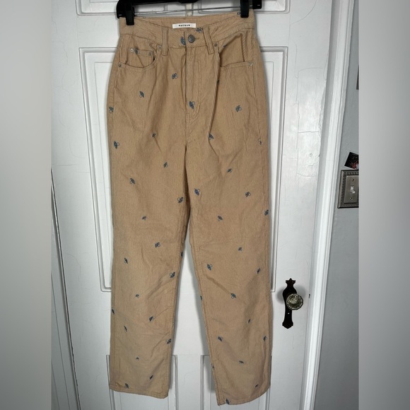 Pacsun Micro Embroidered Mushroom Boyfriend Corduroy Jeans Women's Size 26 - Picture 4 of 7